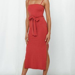 Rose knit midi dress